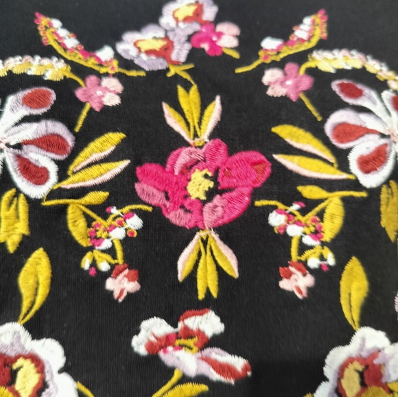 Ann Taylor loft Beautiful black embroidered Bohemian dress size 4 petite - Picture 7 of 9